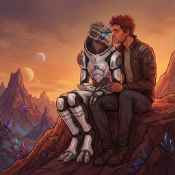 duo female intraspecies male male/female nyx_(disambiguation) science_fiction sindra-gosa bioware electronic_arts mass_effect ryder scott vetra alien human humanoid mammal turian invalid_tag