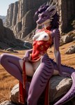 anthro asian_clothing bottomless breasts chinese_clothing clothed clothing east_asian_clothing female genitals looking_at_viewer mythology nipples pussy sitting solo denis0k sisu_(ratld) dragon mythological_creature mythological_scalie scalie hi_res