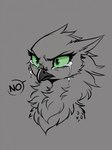 angry angry_expression angry_eyebrows angry_eyes anthro beak bodily_fluids crying female green_sclera neck_tuft slim solo speech_bubble spots spotted_body tears tuft oldhroft shadow_(oldhroft) avian velari bust_portrait portrait sketch