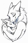 anthro breasts claws cuddling duo embrace eyelashes eyes_closed female fingers fur hair hug larger_female mother mother_and_child nude parent parent_and_child simple_background size_difference smile tuft white_background aphid butterwolf mammal sergal monochrome pen_(artwork) traditional_media_(artwork)