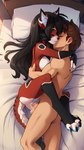 anthro balls bed_sheet bedding bedroom black_hair bodily_fluids breasts brown_hair cum cum_inside digitigrade duo embrace eyes_closed female fluff-kevlar fur genital_fluids genitals hair hands_behind_head hug leg_wrap love machine male male/female markings nude pawpads paws penis pillow pussy red_body red_fur vaginal waist_grab white_body white_fur colonelkernel ara_(fluff-kevlar) android domestic_cat felid feline felis human mammal robot absurd_res hi_res