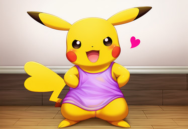 animal_genitalia blush bottomless clothed clothing female feral front_view fur genitals hand_on_hip heart_symbol living_room looking_at_viewer open_mouth open_smile pussy shirt smile solo standing tail tank_top tongue topwear translucent translucent_clothing white_wall wood_floor yellow_body yellow_fur jomisa nintendo pokemon generation_1_pokemon pikachu pokemon_(species)