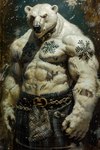 anthro collar fishnet kilt male pattern_fur shirtless snow snowflake solo bahufaru dexter_cullen_(bahufaru) mammal polar_bear ursid ursine hi_res