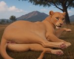 anus female feral genitals paws pussy solo uauaua111222 felid lion mammal pantherine absurd_res hi_res