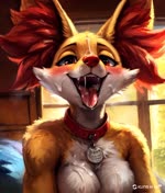 anthro bedroom_eyes blush bodily_fluids breasts collar cum cum_drip cum_in_mouth cum_inside cum_on_body cum_on_breasts cum_on_face dripping facial_tuft female fox_ears fur genital_fluids inner_ear_fluff looking_at_viewer looking_pleasured mouth_shot narrowed_eyes open_mouth orange_body orange_fur red_eyes red_nose seductive sharp_teeth smile smiling_at_viewer solo solo_focus teeth tongue tongue_out tuft white_body white_fur gravedog10 nintendo pokemon canid canine delphox fox generation_6_pokemon mammal pokemon_(species) animated hi_res webm