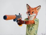 anthro clock gun handgun male ranged_weapon silencer simple_background solo unimpressed watch weapon white_background wristwatch zootopia mack_(director) nick_wilde canid canine fox mammal