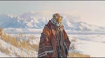 anthro clothing cloud coat hat headgear headwear male mountains peruvian_coat river sky snow solo solo_focus topwear winter wool_clothing wool_coat wool_hat wool_headwear bahufaru felid mammal pantherine tiger animated hi_res painting_(artwork) traditional_media_(artwork) webm