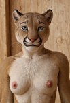 anthro breasts detailed_background detailed_fur female fur looking_at_viewer nipples nude photorealism photorealistic realistic solo joeverlong cougar felid feline felis mammal detailed hi_res