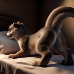 bed bedroom butt feral fur furniture hi_res hornybunny indigo_furry_mix_v95_realistic lutrine male mammal mustelid paws solo stable_diffusion