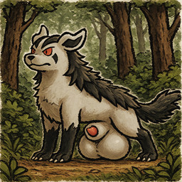 animal_genitalia balls big_balls duo feral forest genitals male penis penis_tip plant sheath tree thedavid nintendo pokemon generation_3_pokemon mightyena pokemon_(species) hi_res