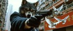 anthro black_nose black_suit cinemascope cinematic city city_background clothing doves gloves gun handgun handwear hong_kong john_woo leather leather_clothing leather_gloves leather_handwear male movie_still ranged_weapon solo text weapon bahufaru thrash canid canine canis mammal wolf chinese_text hi_res