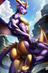 abs athletic bubble_butt butt canyon feet foot_focus hand_on_butt hand_on_hip male presenting presenting_hindquarters purple_body soles solo spyro_the_dragon toes wings anonymous_director spyro dragon scalie