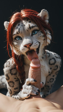 anthro director_impressively_averag3 eye_contact faceless_character faceless_male female genitals licking looking_at_another male male/female oral penile penis penis_lick sex tongue tongue_out felid mammal pantherine snow_leopard hi_res