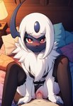 anthro bodily_fluids clothing female genital_fluids genitals lingerie pussy pussy_juice solo vaginal ralseixx absol generation_3_pokemon pokemon_(species) hi_res