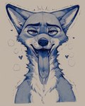 <3 anthro bedroom_eyes blush bodily_fluids long_tongue looking_at_viewer male musk musk_clouds narrowed_eyes open_mouth saliva saliva_on_tongue seductive shaking solo tongue tongue_out zootopia alucard_(director) nick_wilde canid canine fox mammal hi_res