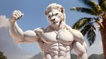 abs absurd_res anthro areola bumblebee95 clothed clothing detailed detailed_background detailed_fur felid flexing hi_res jewelry lion looking_away male mammal muscular necklace nipples pantherine pecs realistic solo topless wallpaper