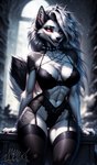 anthro breasts canid canid_demon canine canis clothing demon director_elkkue female fur hair hellhound hi_res lingerie looking_at_viewer loona_(helluva_boss) mammal seductive solo wolf