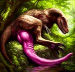 399secondplaces animal_genitalia big_penis cloaca dinosaur erection feet feral foot_focus forest genitals hi_res huge_penis hyper hyper_genitalia hyper_penis knot long_penis lying male on_side penis plant reptile scalie solo tapering_penis theropod tree