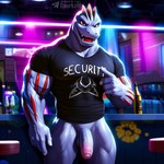5_fingers alcohol anthro balls bar beverage biceps biped bottle bottomless clothed clothing container fingers flaccid foreskin genitals glans humanoid_genitalia humanoid_penis inside looking_at_viewer male muscular muscular_anthro muscular_humanoid muscular_male open_mouth penis red_eyes shirt smile solo standing teeth text text_on_clothing text_on_topwear topwear vein veiny_penis sergalbutt nintendo pokemon generation_1_pokemon humanoid machoke pokemon_(species) 1:1 english_text signature url