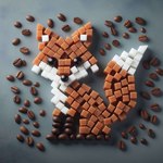 bean coffee_bean food grey_background realistic simple_background sugar_cubes icefoxai canid canine fox mammal