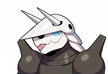 ambiguous_gender blep blue_eyes close-up grey_body horn simple_background smile solo tongue tongue_out white_background white_face white_horn dfy6c nintendo pokemon aggron generation_3_pokemon pokemon_(species) hi_res