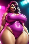anthro big_breasts breasts camel_toe canid canine canis cleavage clothed clothing curvy_figure domestic_dog exercise female hair mammal mature_female pink_hair retro solo spandex thesouthkorean23 thick_thighs tight_clothing wide_hips workout