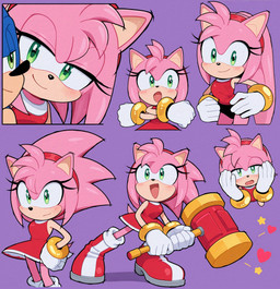 accessory anthro blue_body blue_fur boots clothing dress duo eyelashes female footwear fur green_eyes hair_accessory hairband hammer holding_object male pink_body pink_fur simple_background tools shio_(zsp1jqohfr12495) sega sonic_the_hedgehog_(series) amy_rose sonic_the_hedgehog eulipotyphlan hedgehog mammal hi_res unavailable_at_source