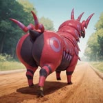 ambiguous_feral ambiguous_gender antennae_(anatomy) big_butt butt feral hooves looking_at_viewer looking_back quadruped red_body thick_thighs walking jfurryart605 nintendo pokemon generation_5_pokemon pokemon_(species) scolipede animated webm