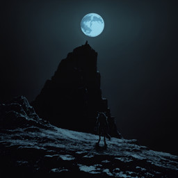 ambiguous_gender digitigrade full_moon fur howl light male moon moonlight mountain night nude outside shadow sky solo standing shotgun_(director) canid canine canis mammal werecanid werecanine werecreature werewolf wolf black_and_blue blue_theme cool_colors hi_res monochrome restricted_palette