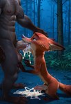 abs anthro athletic_build balls balls_deep bodily_fluids body_hair cum dark deep_throat disney duo erection excessive_cum excessive_genital_fluids face_fucking fellatio forest fur gagging genital_fluids genitals green_eyes hairy hairy_balls half-closed_eyes happy irrumatio male male/male musk narrowed_eyes neck_bulge night nipples nude oral oral_penetration orange_body orange_fur pecs penetration penile penis plant pubes saliva sex side_view standing sucking_penis sweat thick_penis throbbing tongue tree vein veiny_penis lakamakafafa zootopia nick_wilde renato_manchas canid canine felid fox jaguar mammal pantherine detailed hi_res