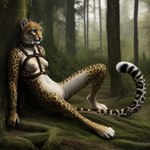 anthro breasts collar felid feline female genitals harness hi_res leopard mammal pantherine pussy shabeel solo