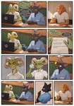 anthro bored classroom clothed clothing dialogue duo male male/male paper school nonimousmate jack_the_kobold tom_the_cat domestic_cat felid feline felis kobold lion mammal pantherine comic hi_res