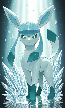 3_toes ambiguous_gender blue_body blue_sclera feet feral ice long_ears long_tail looking_at_viewer paws reflection simple_background solo stalactite standing toes yiff_ai_(director) nintendo pokemon eeveelution generation_4_pokemon glaceon pokemon_(species) absurd_res hi_res