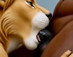 black_penis bodily_fluids brown_body brown_eyes brown_fur close-up deep_throat faceless_character fellatio female fingernails fur genitals male male/female nails navel oral penile penis penis_in_mouth realistic realistic_fur saliva sex simple_background tongue tongue_out_fellatio vein veiny_penis nnam_si3 felid lion mammal pantherine ursid hi_res