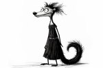 anthro belt clothed clothing dress female fully_clothed fuzzy_logic mammal monochrome rodent simple_background sketch slim solo white_background