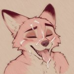 anthro blush bodily_fluids cum cum_on_face cum_on_tongue disney eyes_closed fur genital_fluids male open_mouth orange_body orange_fur simple_background smile solo teeth tongue tongue_out onevice zootopia nick_wilde canid canine fox mammal red_fox hi_res portrait sketch