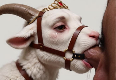 anthro balls bestiality bodily_fluids bridle brown_eyes brown_leather close-up clothing crown dripping duo ears_back ears_down female feral fur gag gagging genitals headgear headwear horn human_genitalia human_on_anthro human_on_feral human_penis interspecies leather male male/female penetration penis photorealism pivoted_ears realistic realistic_fur realistic_lighting ring_gag saliva saliva_drip sex sound_warning tears tiara white_body white_fur nnam_si3 bovid caprine goat human mammal animated long_playtime sound webm