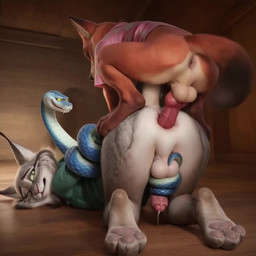 anal anal_penetration animal_genitalia animal_penis anthro anus cabin canine_genitalia canine_penis coiling cumdrip duo feral foreskin from_behind_position genitals knot male male/male paws penetration penis perching_position sex tail tail_fetish tail_play tail_sex tailjob wood_floor sysns disney zootopia gary_de'snake nick_wilde pawbert_lynxley reptile scalie snake animated loop short_playtime webm