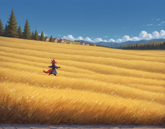 4_fingers ambiguous_gender anthro black_claws black_horn blue_clothing blue_sky claws clothing cloud detailed_background dress eyes_closed fingers fur grass happy horn landscape mountains nature nature_background path plant red_body red_fur sky smile tree village walking_away white_body white_fur yellow_grass young adragocult hi_res