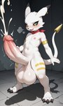 anthro big_penis bodily_fluids cum cumshot digimon_data_squad ejaculation feral genital_fluids genitals male masturbation penis scarf solo tail yellow_eyes digimon digimon_(species) kudamon hi_res