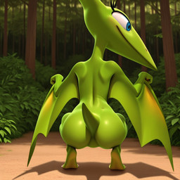 anthro blue_eyes crouching female flying forest forest_background green_body green_skin nature nature_background plant solo train tree vehicle winged_arms wings foxfire22 dinosaur_train mrs._pteranodon dinosaur pteranodon pteranodontid pterosaur reptile scalie