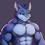 anthro black_sclera blue_body blue_fur fur male muscular muscular_male solo candougie five_nights_at_candy's old_candy_(fnac) domestic_cat felid feline felis mammal