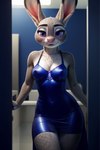 anthro blush clothing disney dress ears_up erect_nipples female looking_at_viewer nipple_outline nipples smile solo tight_clothing ruski218 zootopia judy_hopps lagomorph leporid mammal rabbit hi_res