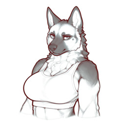 abs anthro black_nose bra breasts clothing female inner_ear_fluff looking_at_viewer muscular muscular_anthro muscular_female neck_tuft solo sports_bra tuft underwear whisker_spots whiskers zaddha canid canine canis domestic_dog german_shepherd herding_dog mammal pastoral_dog hi_res monochrome