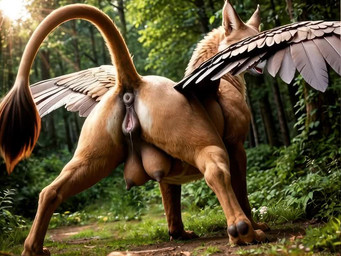 animal_genitalia animal_pussy anus beak butt digitigrade equine_pussy feathers female feral forest fur genitals looking_at_viewer looking_back looking_back_at_viewer nipples plant presenting presenting_hindquarters puffy_anus pussy quadruped solo teats tree wings jelloponies silverlynx avian gryphon mythological_avian animated short_playtime webm