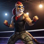 anthro arena eyewear fighting_pose fighting_ring male pose solo sunglasses jackson_maxston_(director) ajax_(jackson_maxston) felid lion mammal pantherine attempted_signature