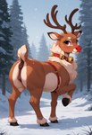 animal_genitalia animal_pussy antlers equine_genitalia equine_pussy female female_focus feral festive genitals horn looking_at_viewer pussy red_nose snow solo cosmosuscoliosus rudolph_the_red-nosed_reindeer capreoline cervid mammal reindeer hi_res