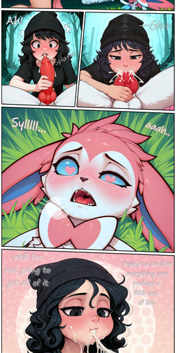 <3 <3_eyes after_sex anal anal_penetration animal_genitalia animal_penis anus bestiality bodily_fluids canine_genitalia canine_penis clothing cum cum_in_ass cum_in_mouth cum_inside cum_on_clothing cum_on_penis cum_splatter cum_string dialogue drinking drinking_cum ejaculation female feral gaping gaping_anus genital_fluids genitals group human_on_feral humanoid_genitalia humanoid_penis interspecies knot male male/female male/male oral orgasm_face penetration penis pokephilia pull_out saliva swallowing trio nonimousmate nintendo pokemon tania_(nonimousmate) eeveelution generation_6_pokemon human mammal pokemon_(species) sylveon absurd_res comic hi_res long_image tall_image