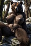 anthro black_nipples breasts butt completely_nude female female_anthro fur genitals hi_res lewdtf mammal nipples nude_art pussy solo ursid