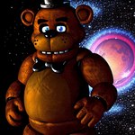 3d_(artwork) animatronic anthro blue_eyes bowtie brown_body clothing digital_media_(artwork) five_nights_at_freddy's freddy_(fnaf) gaytrac3r hat headgear headwear looking_at_viewer machine male mammal on_model ponydiffusion robot scottgames sky solo space star starry_sky top_hat ursid